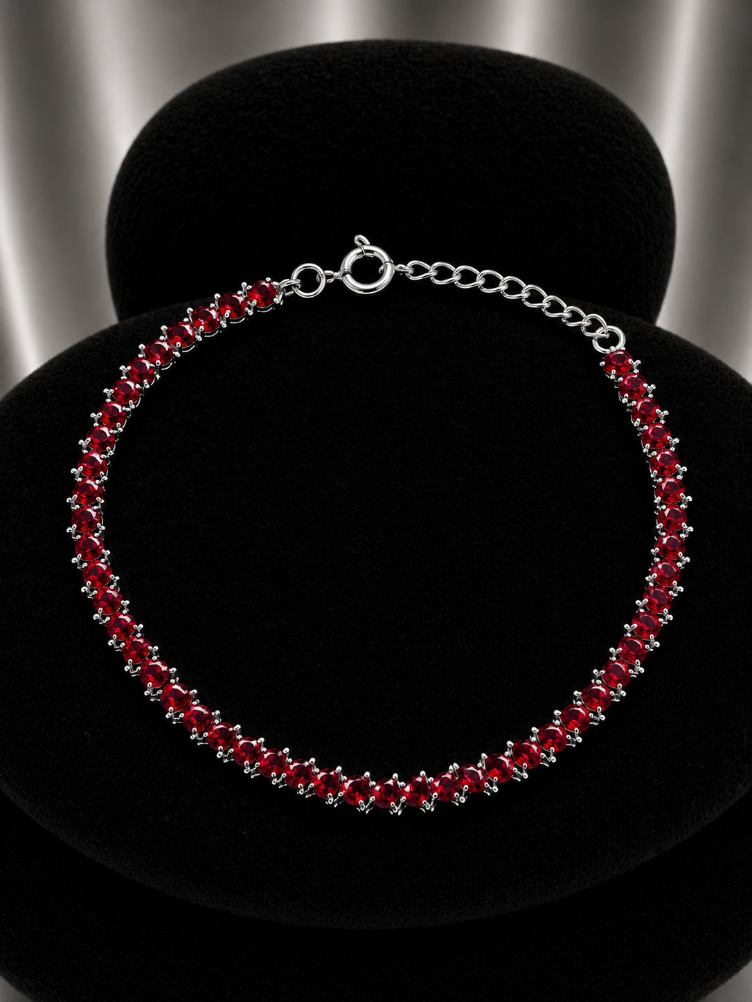 Pulsera tennis rojo oscuro espinado