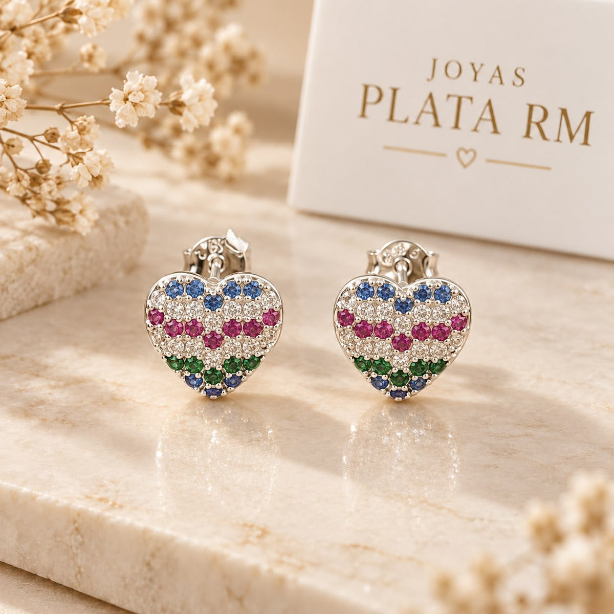 Aros corazón multicolor