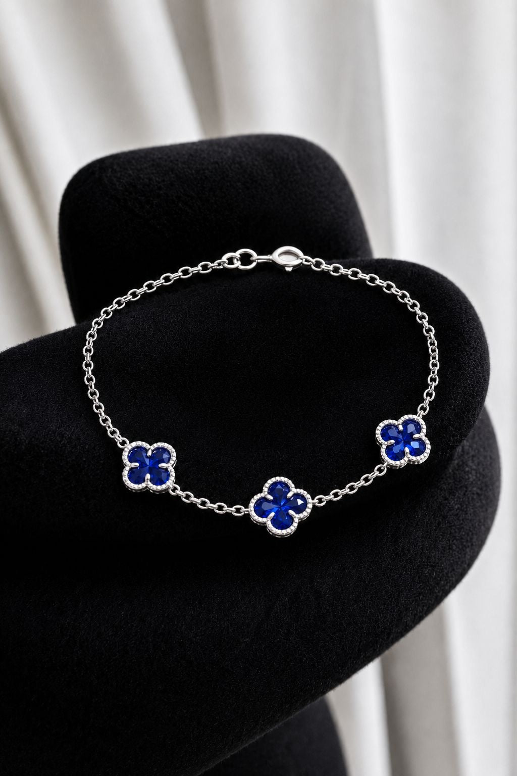 Pulsera triple vancleef cristal azul
