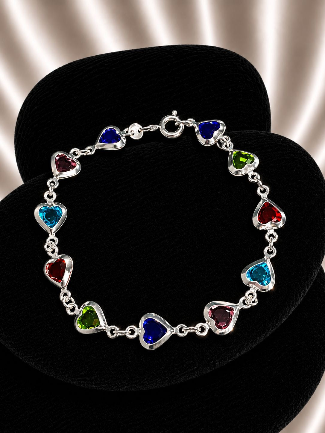 Pulsera corazones de cristal multicolores