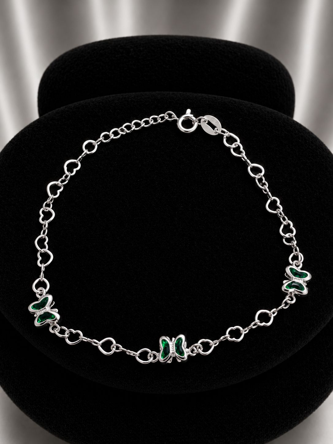 Pulsera triple mariposa circon negro