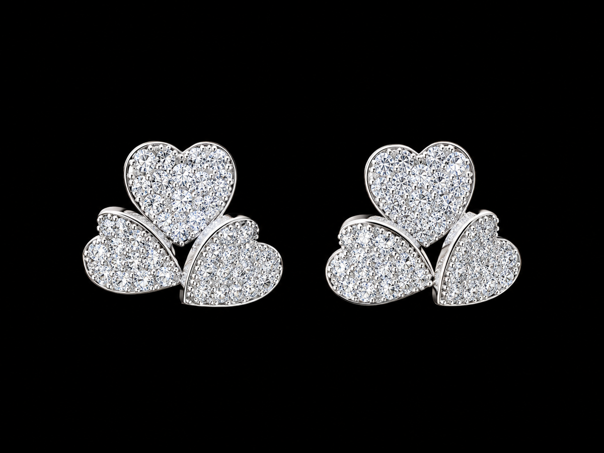 Aros tres corazones con circones