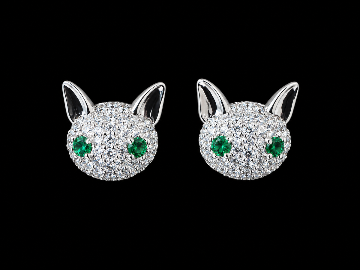 Aros gatito con circones verdes