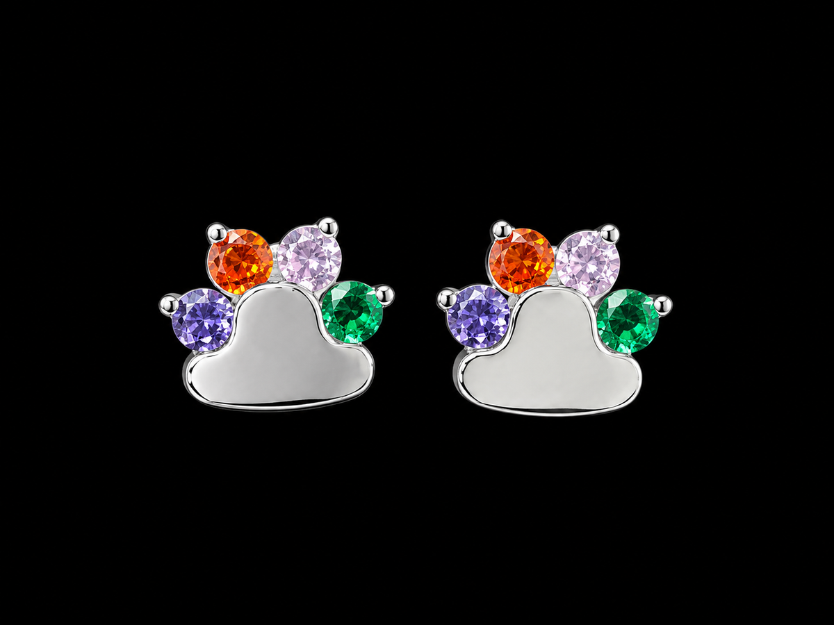 Aros huella mascota circones multicolores