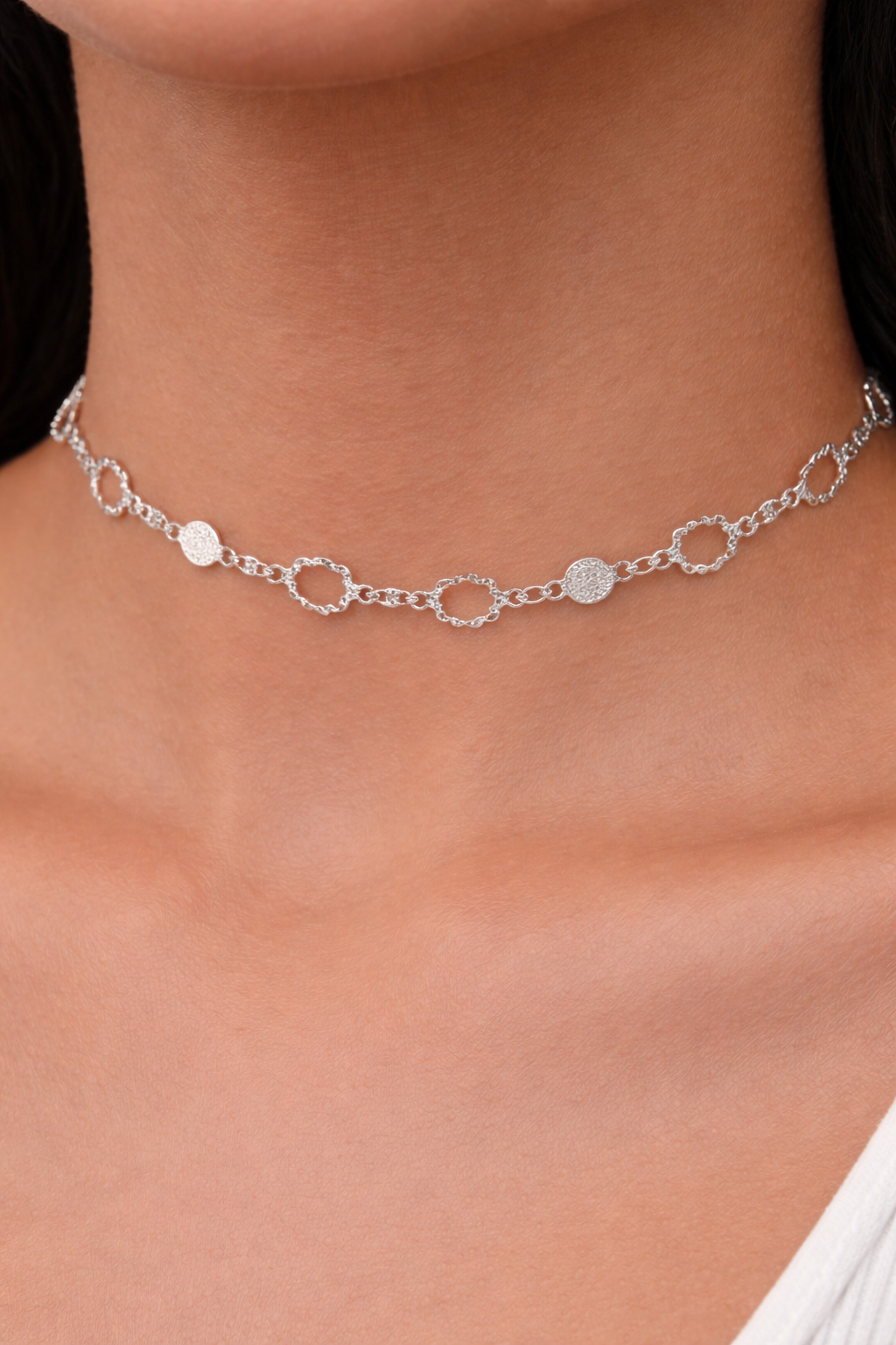 Cadena choker eslabones circulares intercalados