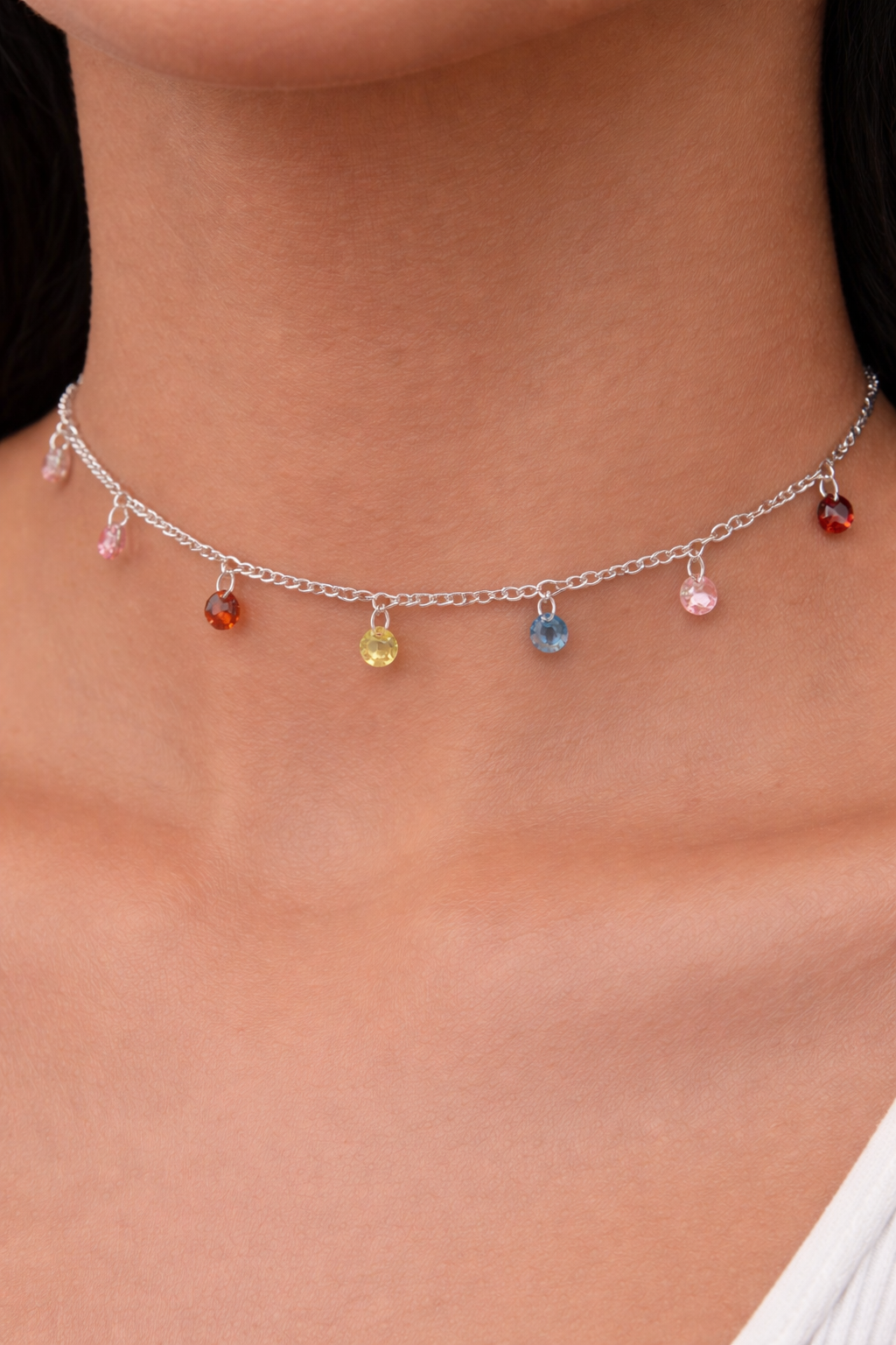 Cadena choker puntos de colores