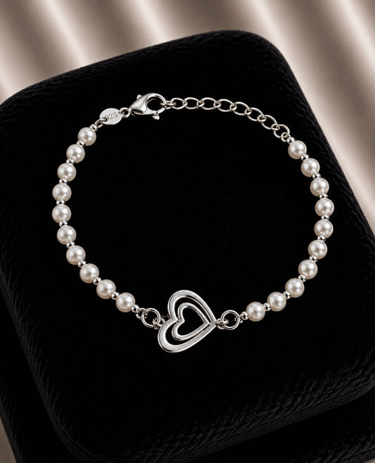 Pulsera corazón con perlas