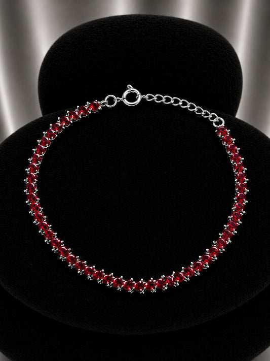 Pulsera tennis rojo oscuro espinado