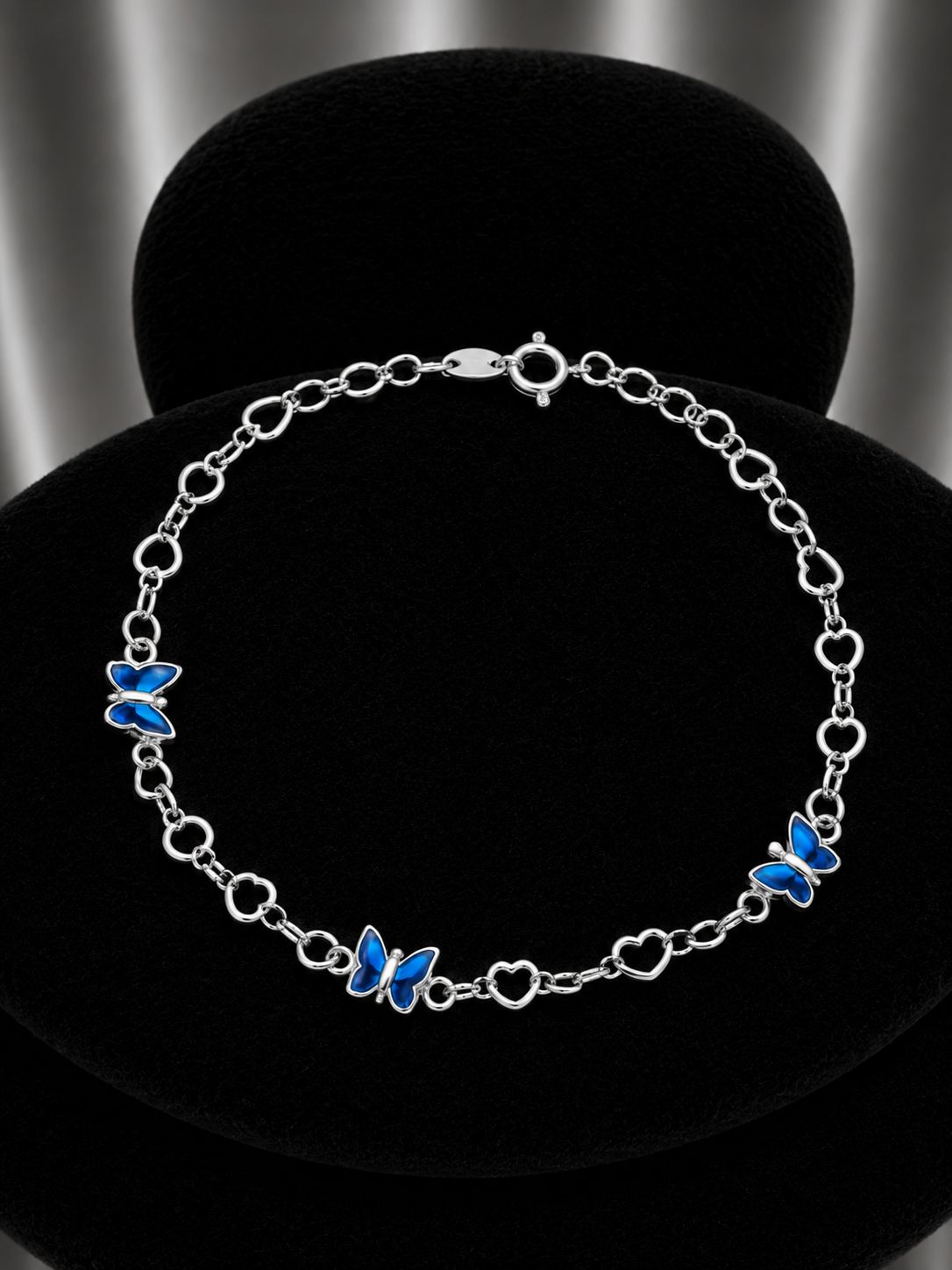 Pulsera triple mariposa celeste