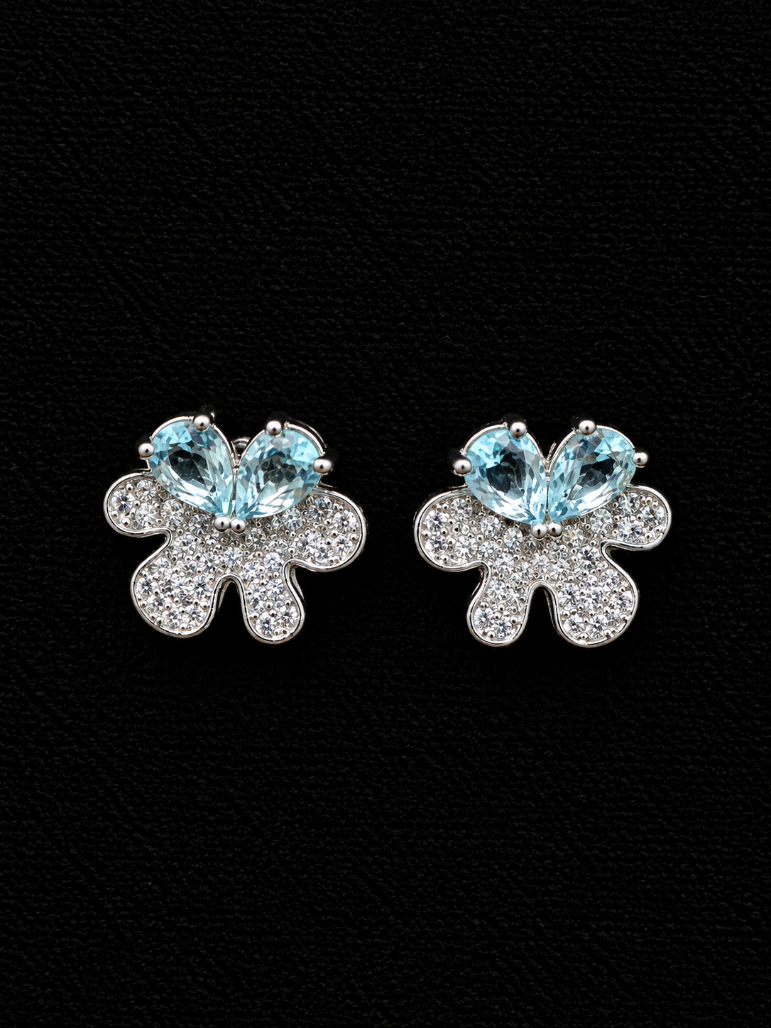 Aros floral celeste con circones