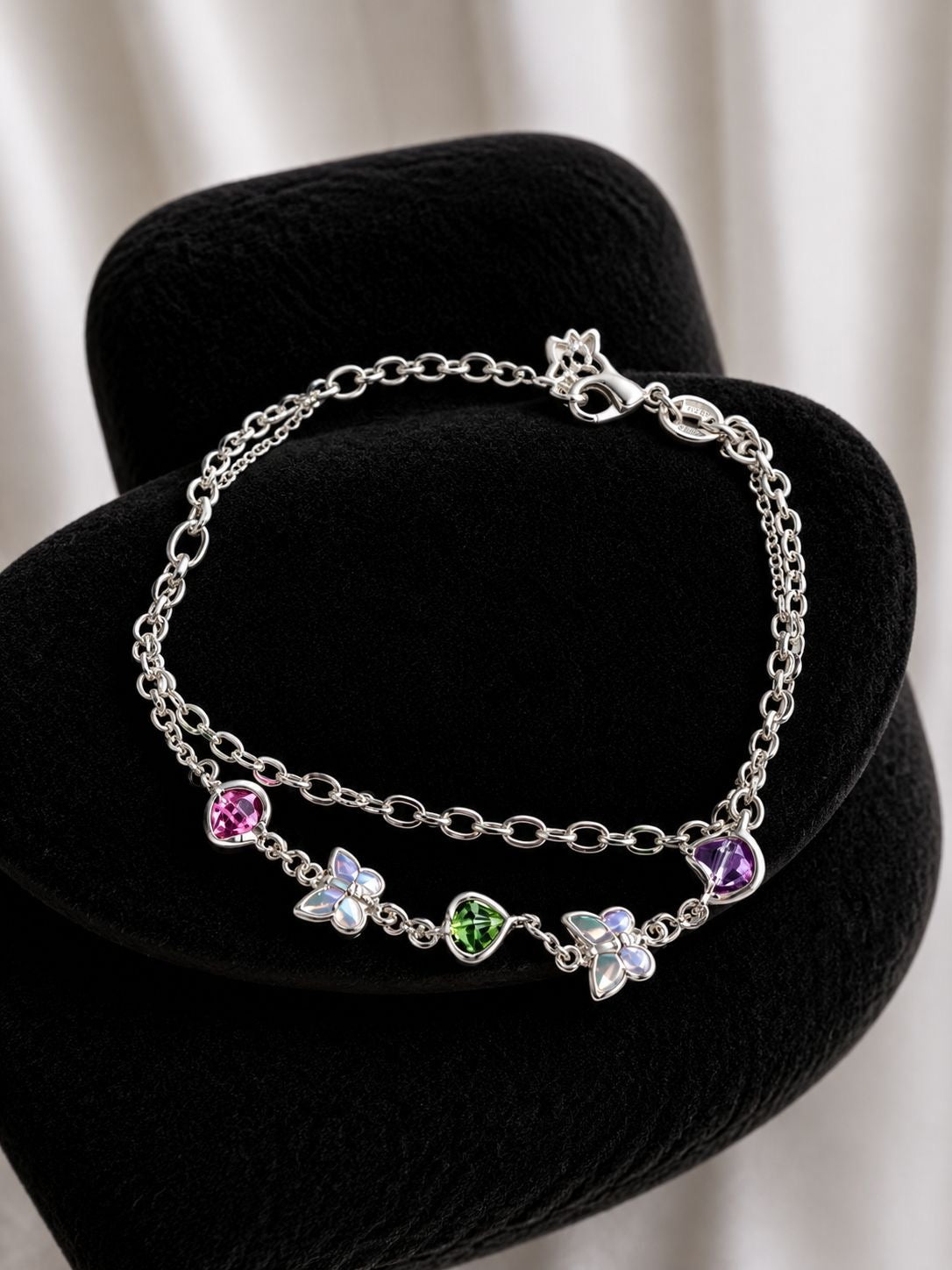 Pulsera doble mariposa multicolor
