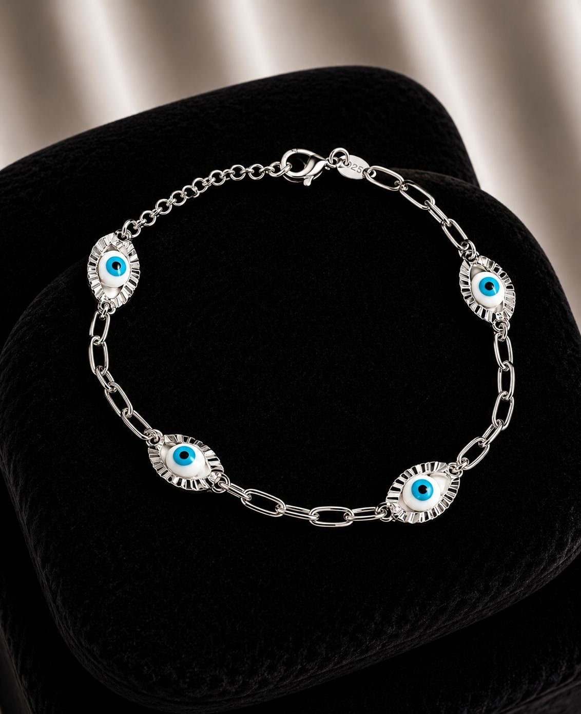 Pulsera eslabon con ojo turco faceteado