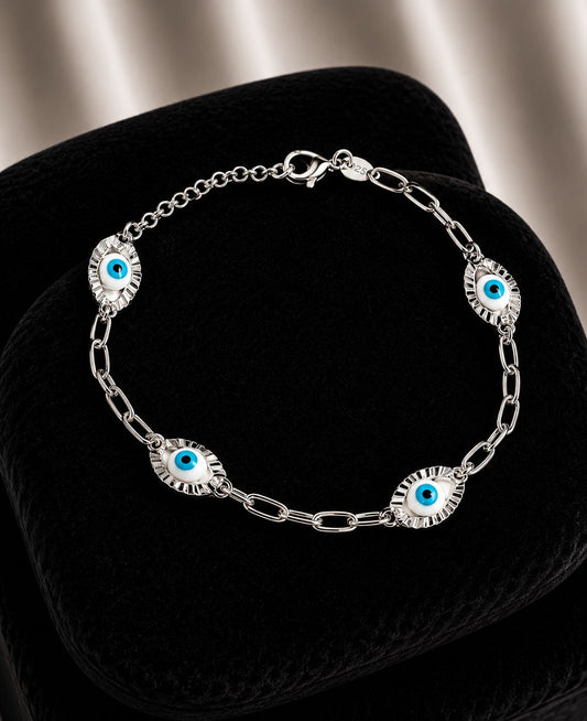 Pulsera eslabon con ojo turco faceteado