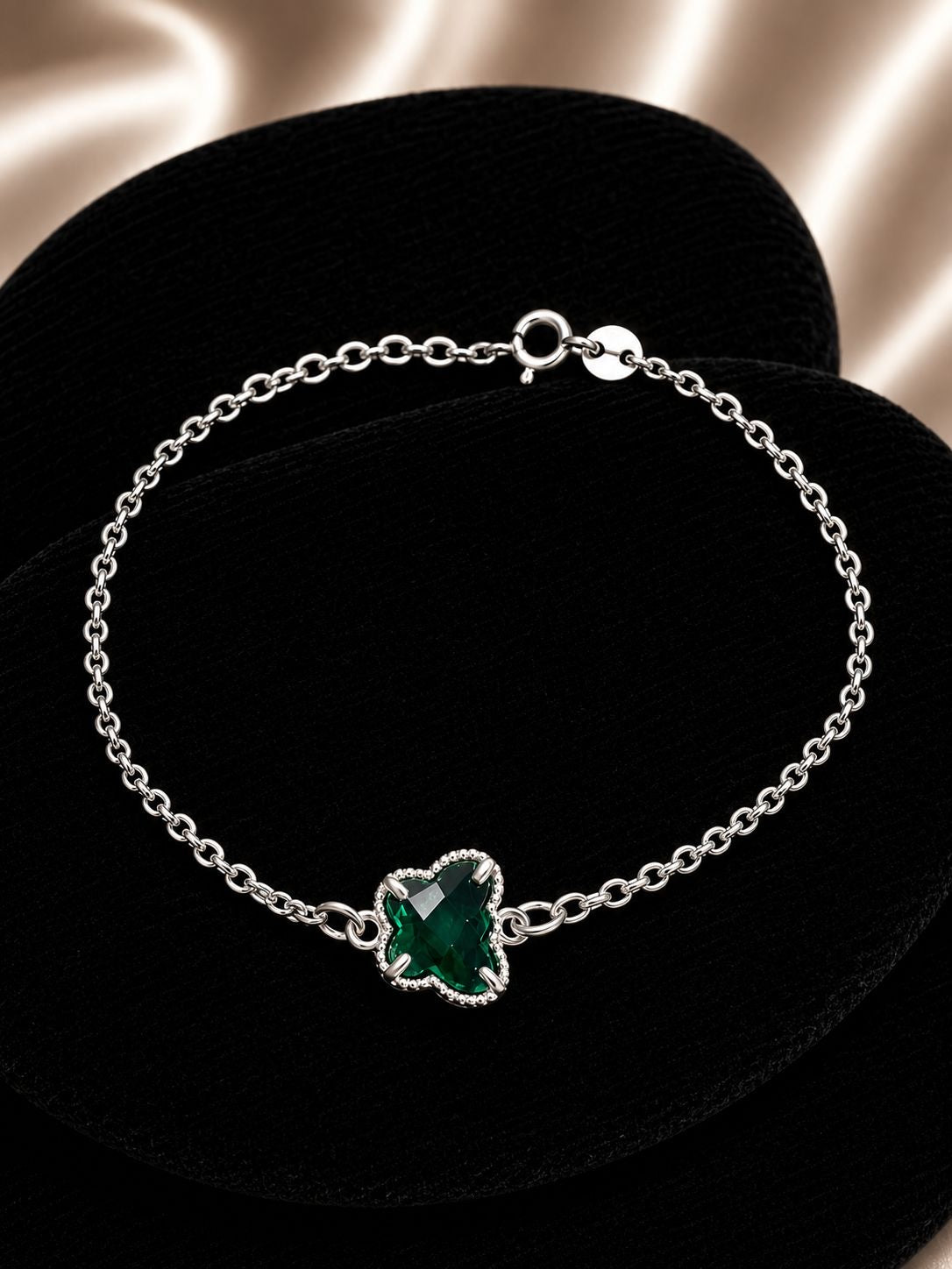 Pulsera mariposa cristal verde oscuro