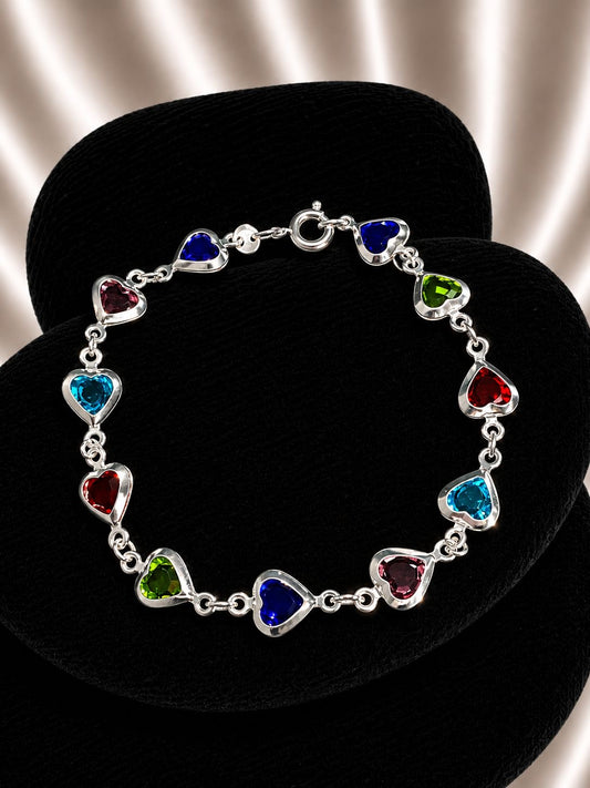 Pulsera corazones de cristal multicolores