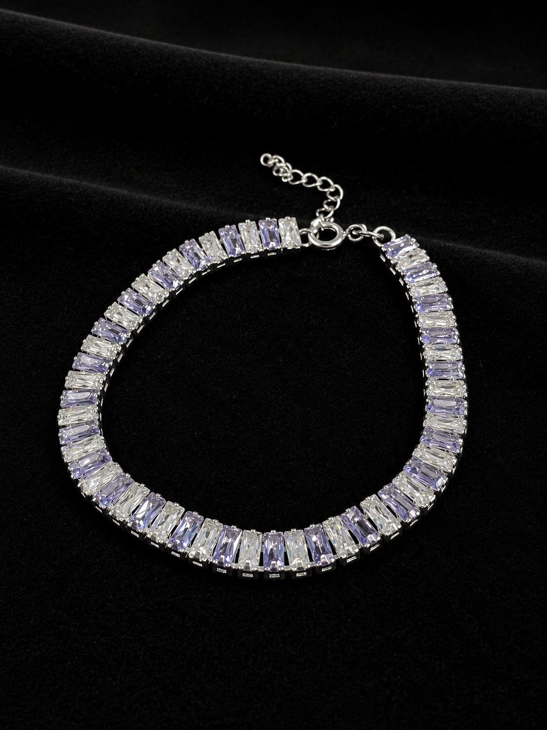 Pulsera tennis circones morado y blanco