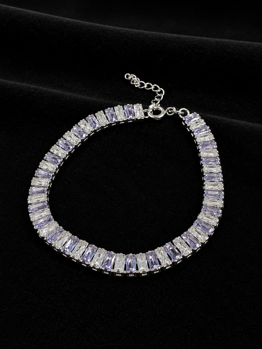 Pulsera tennis circones morado y blanco