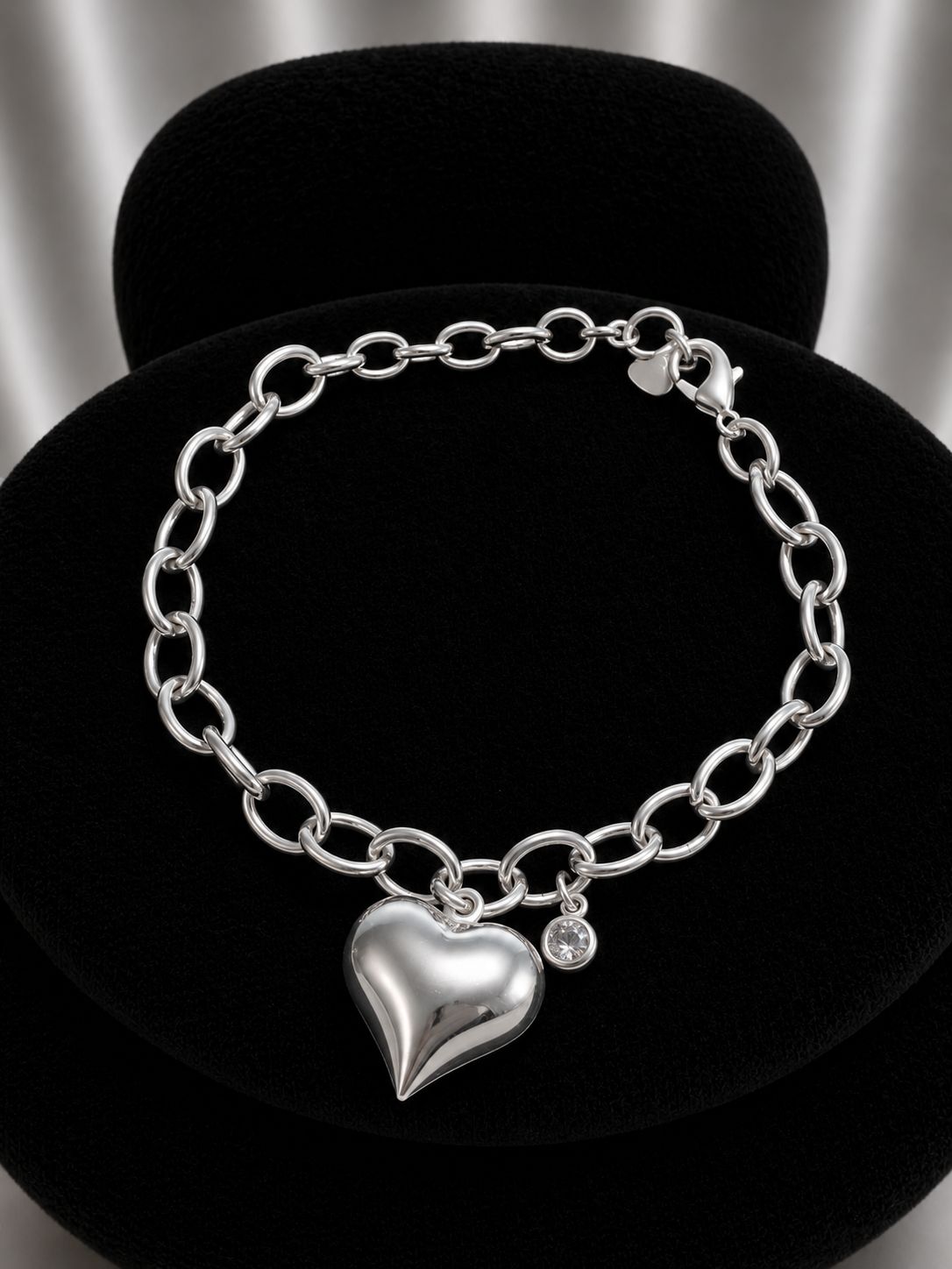 Pulsera corazón de plata inflado