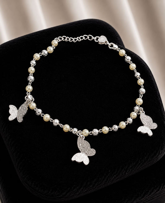Pulsera Mariposa brillante con perlas