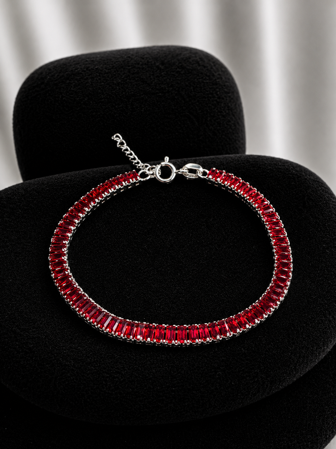 Pulsera tennis circon rojo oscuro