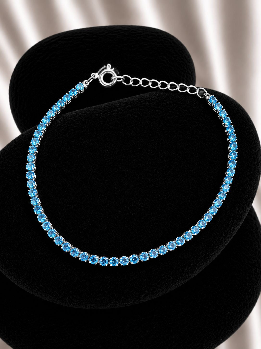 Pulsera tennis con circones celestes pelotita
