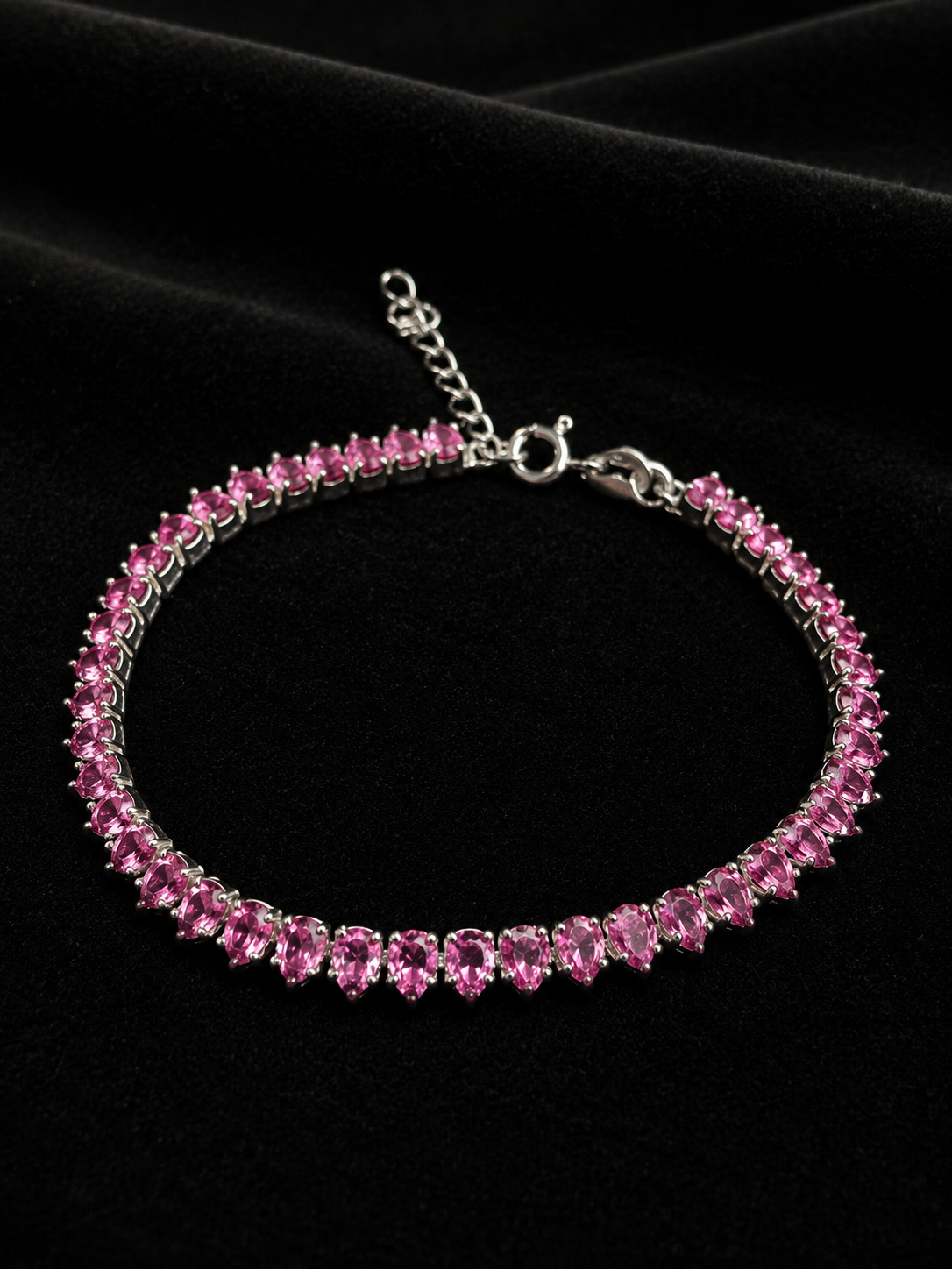 Pulsera tennis circon rosa espinada