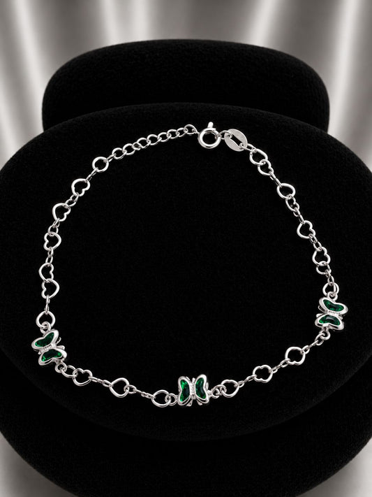 Pulsera triple mariposa circon negro
