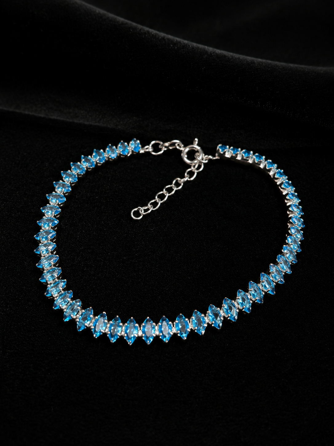Pulsera tennis circon celeste espinada