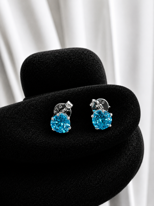 Aros corazón celeste