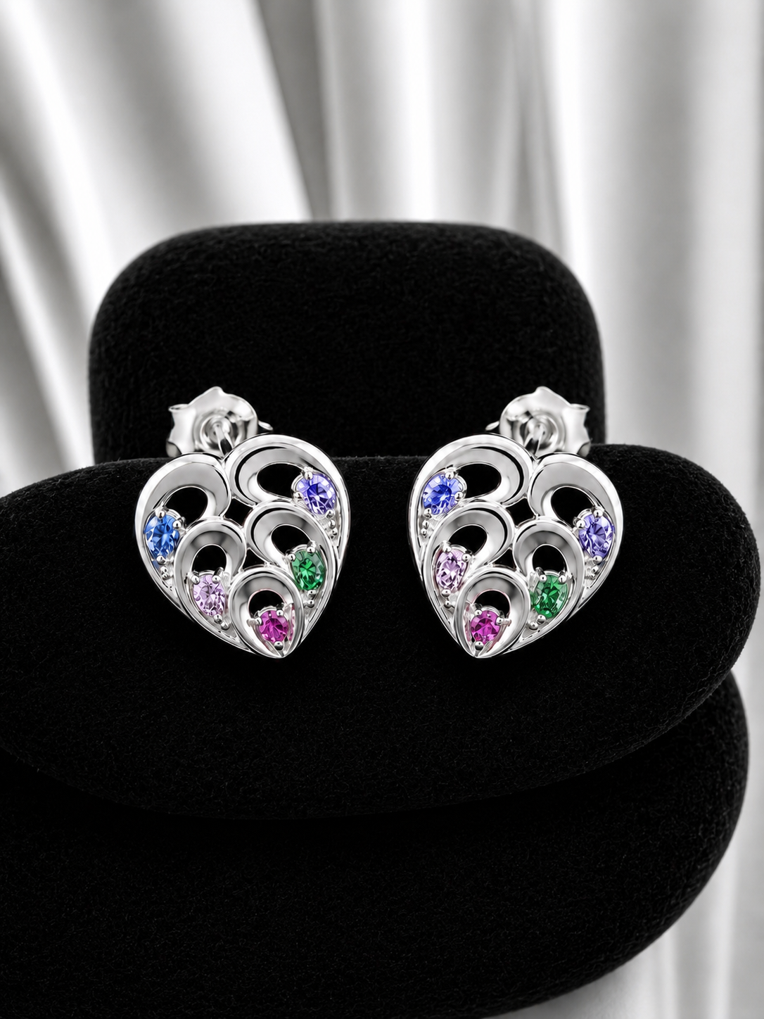 Aros corazon circon colores