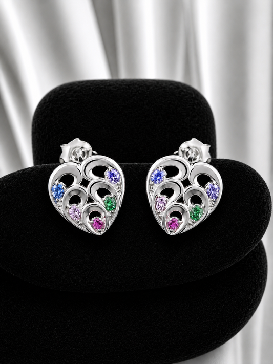 Aros corazon circon colores