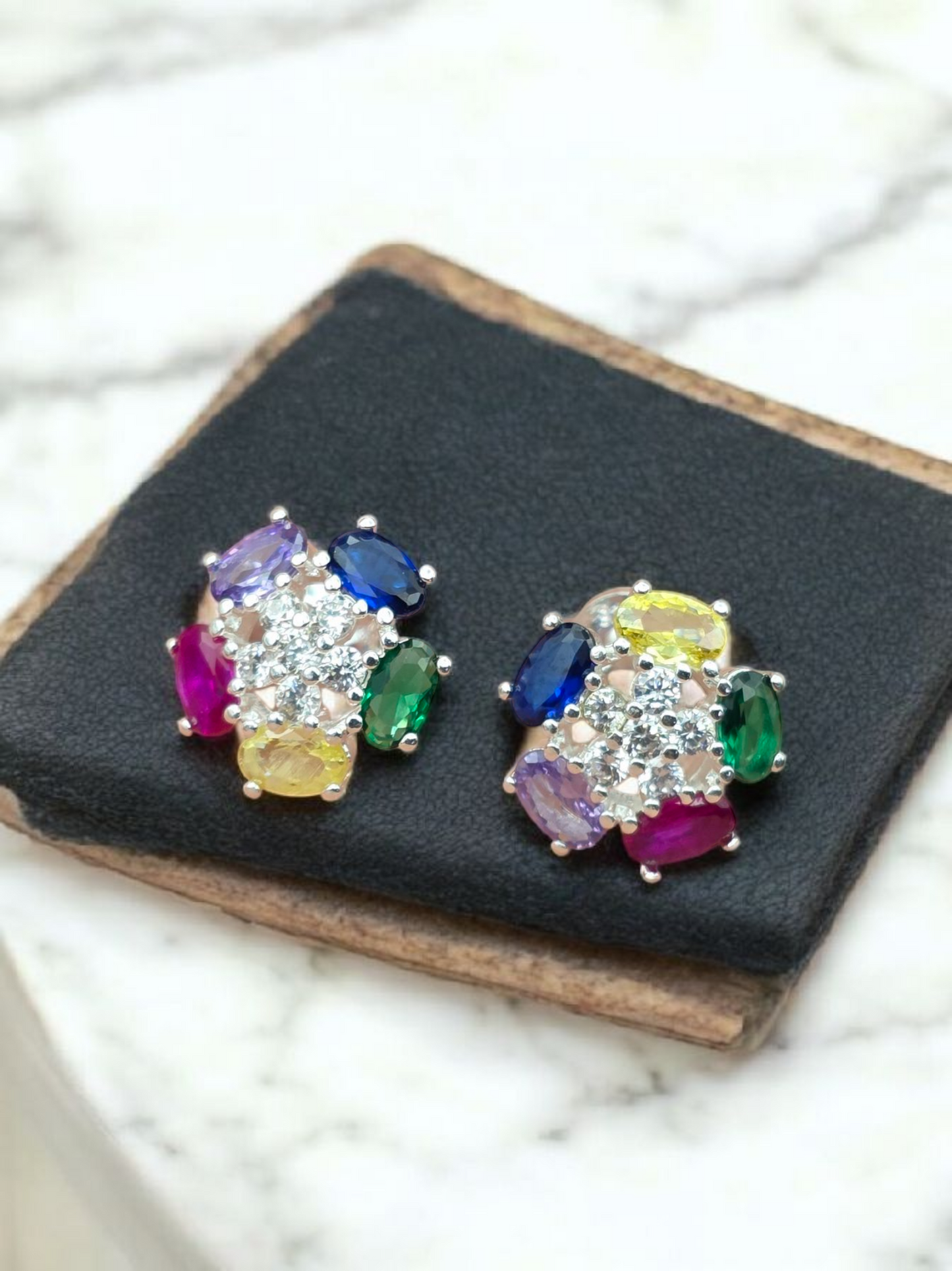 Aros piedras de colores