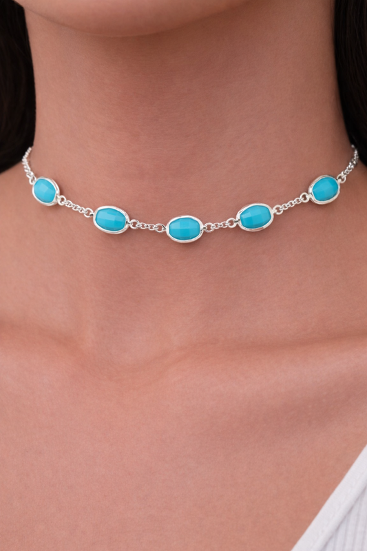 Cadena choker turquesa