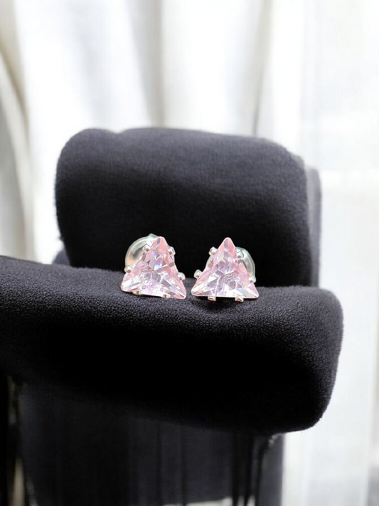 Aros circon triangular rosado
