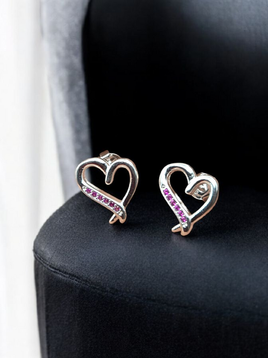 Aro corazón circones rojos